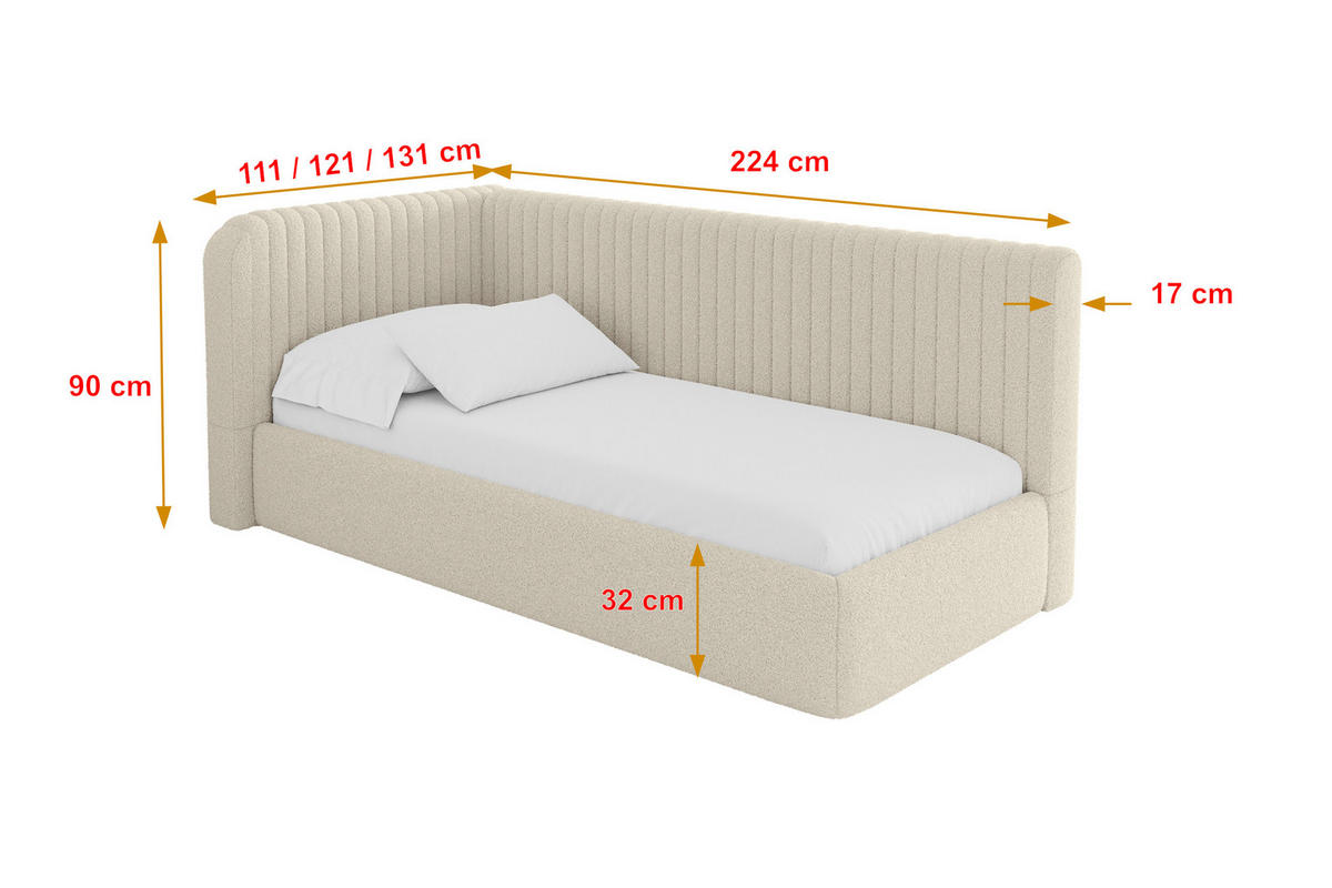 EINZELLBETT Jugendbett mit Bettkasten und Matratze H3/H4, Rechts - AURY 80x200 Dunkelbeige - Taupe, Holzwerkstoff/Textil (80/200cm) - ALTDECOR