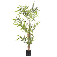 KUNSTPFLANZE im Blumentopf 100 cm Grün/Schwarz Bambusa Vulgaris - Schwarz/Grün, Kunststoff (100cm) - Beliani