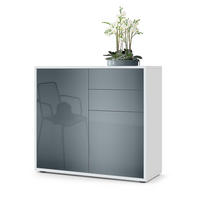 KOMMODE Ben Front in Grau Hochglanz - Grau, Holzwerkstoff (79/74/36cm) - Vladon