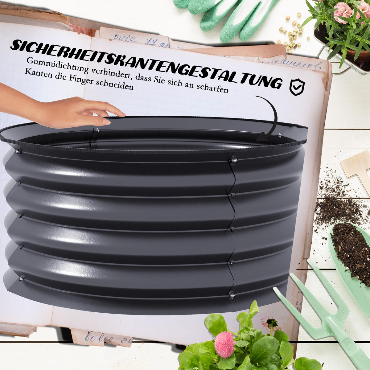 HOCHBEET 2er-Set aus Stahl - Dunkelgrau, Metall (60/30/60cm) - Outsunny