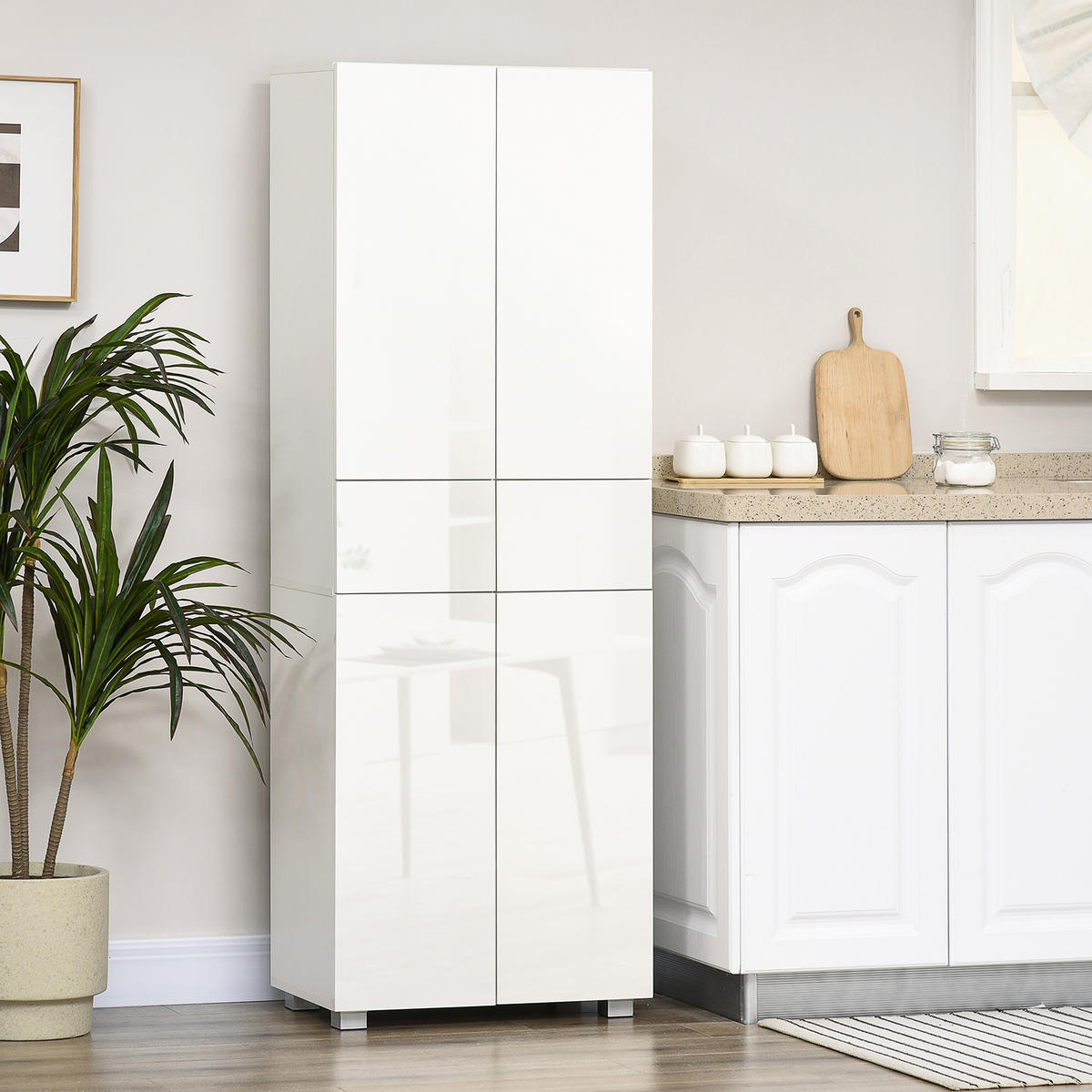 HIGHBOARD DE-11024 4 Türen Weiß Hochglanz - Weiß Hochglanz, Holzwerkstoff (35/170/60cm) - ComfortXL