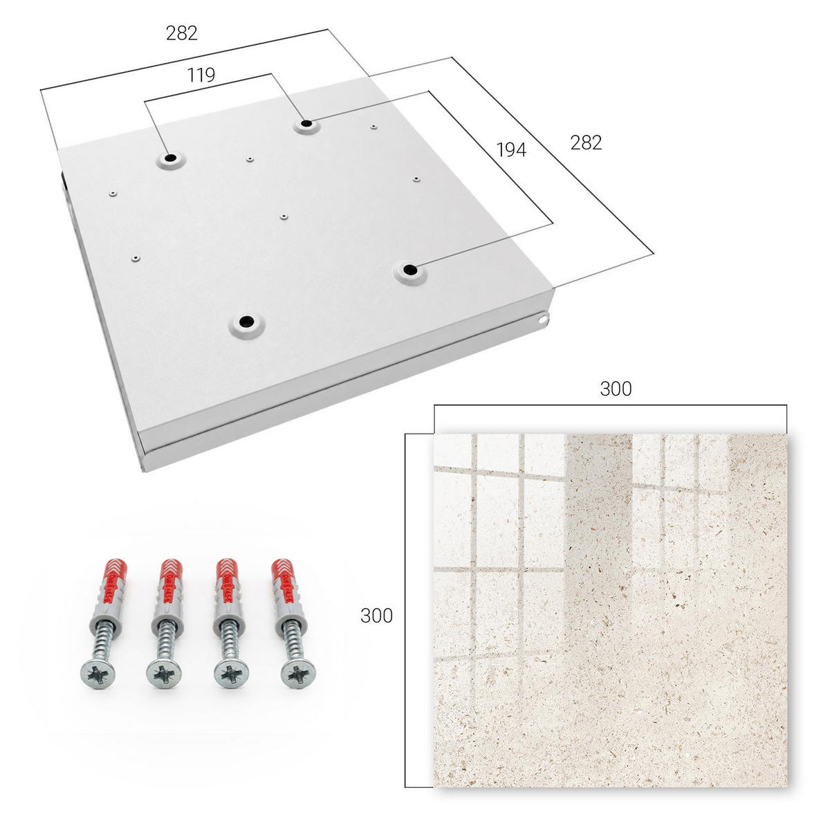 SCHLÜSSELBOX Weiß 30x30 cm – Türöffnung nach rechts - Beige Eleganz - Beige, Metall (30/30/5cm) - TULUP