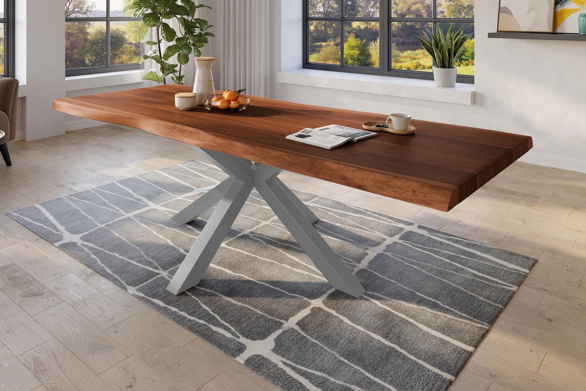 ESSTISCH TITAN - Silberfarben/Braun, Holz (110/280/79cm) - SAM