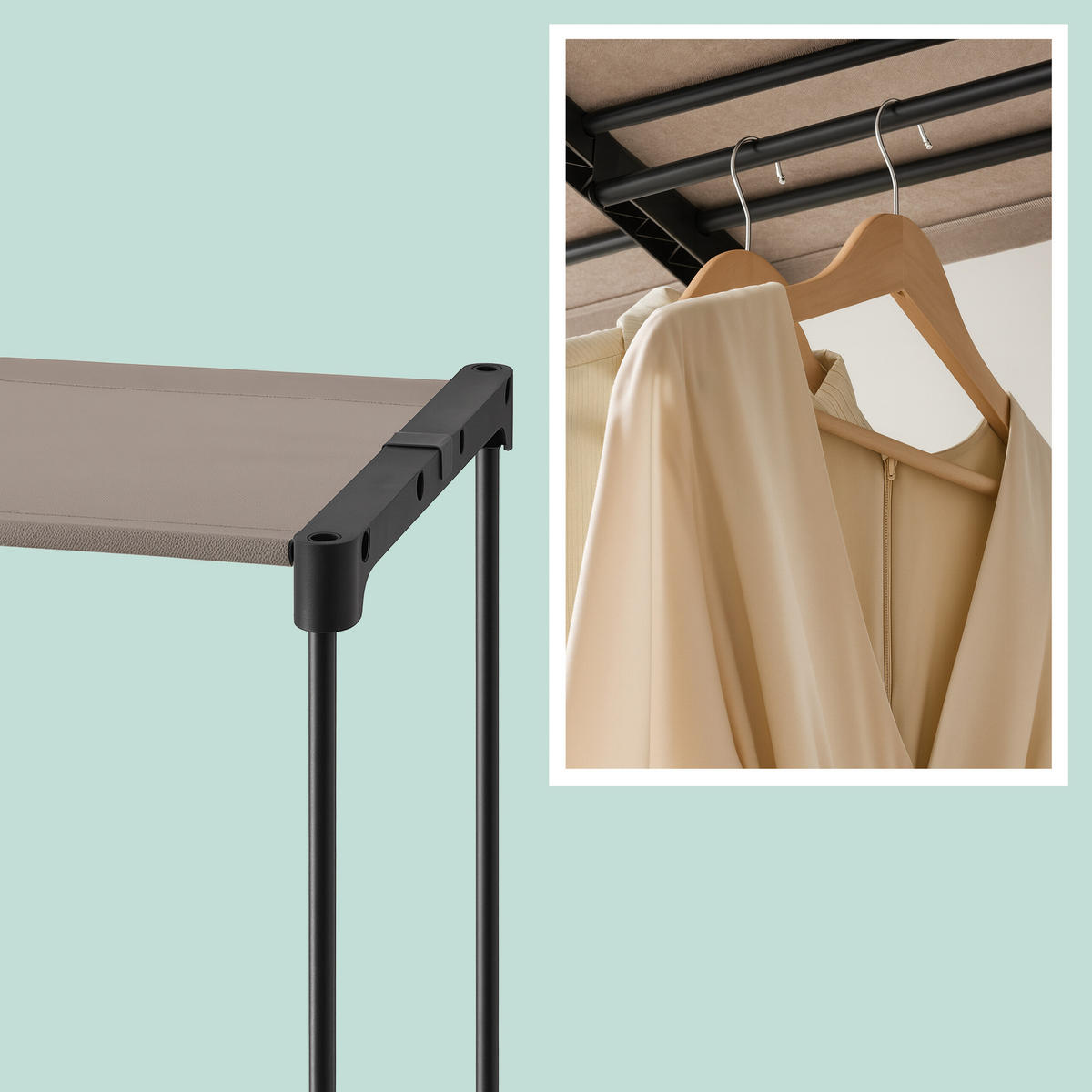 GARDEROBE - Braun, Kunststoff/Metall (182/182/43cm) - Relaxdays