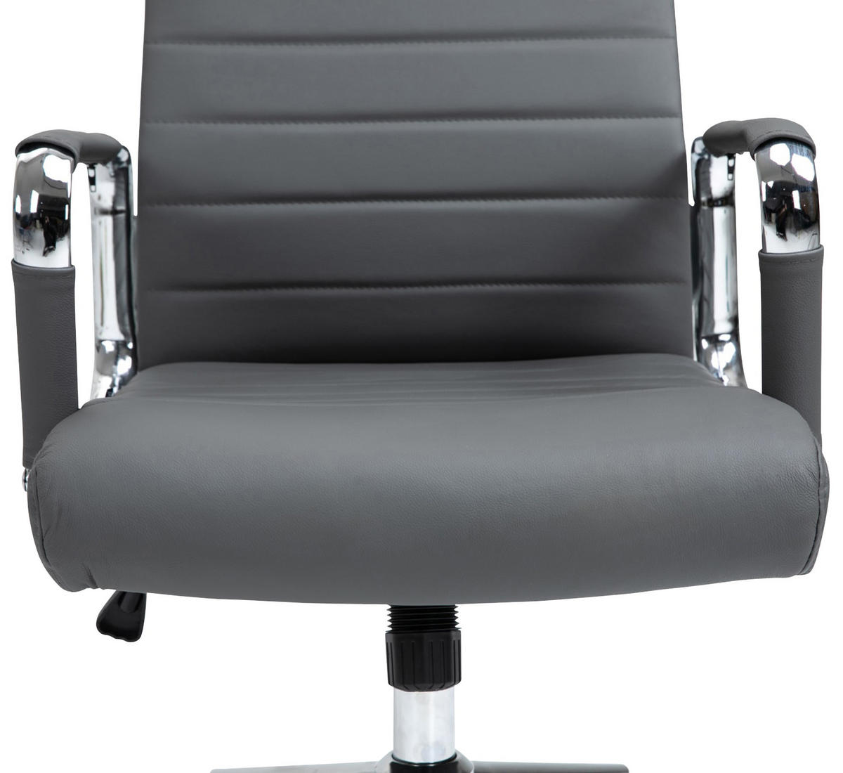 KONTORSSTOL Kolumbus äkta läder - Kromfärg/Grå, Läder/Metall (58/105/66cm) - CLP