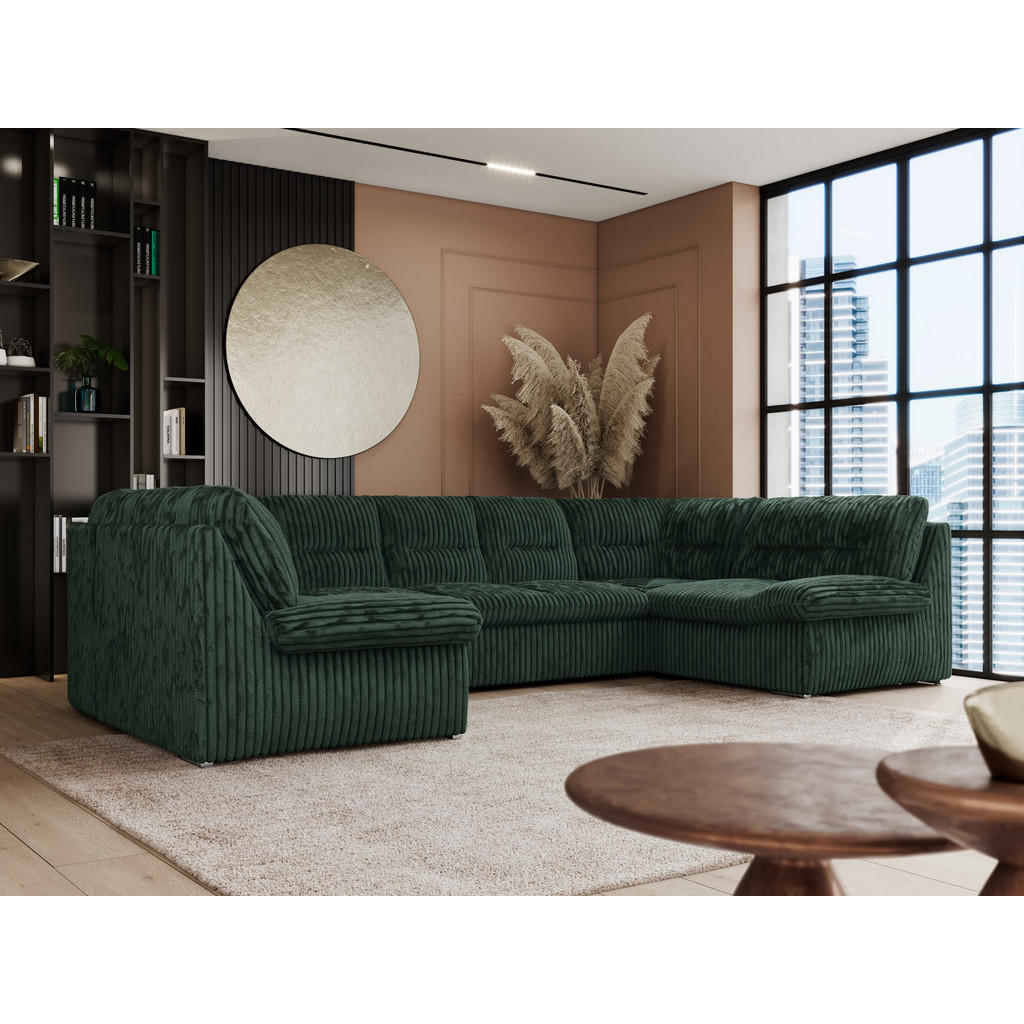 Thumbnail - MKS Wohnlandschaft, Grün, Textil, 6-Sitzer, U-Form, 340x93x206 cm, Wohnzimmer, Sofas & Couches, Wohnlandschaften, Wohnla...
