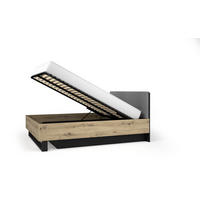 BETT URSENA – 160×200 cm - mit Bettkasten und Gasdruck-Hebebeschlag Schwarz Graphit / Artisan Eiche - Schwarz/Eiche Artisan, Holzwerkstoff (160/200cm) - Milaros Markt