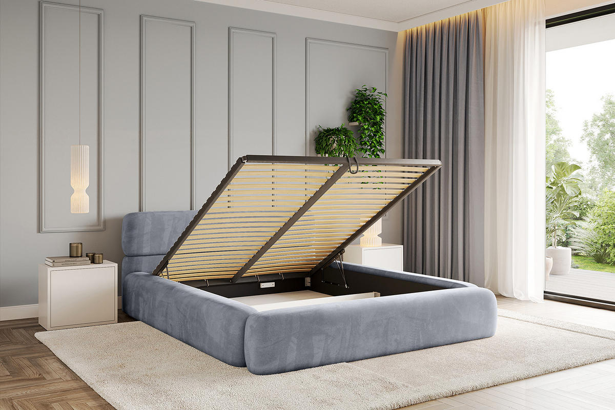 POLSTERBETT mit Bettkasten und Lattenrost, Boxbett ohne Matratze - ENORA-V1 180x200 Grau - Grau, Holzwerkstoff/Textil (180/200cm) - ALTDECOR