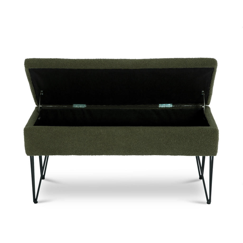 Thumbnail - Sicaan Truhenbank, Grün, Textil, 2-Sitzer, Füllung: Polyurethan (Pur), Rechteckig, 101x50x41 cm, Esszimmer, Bänke, Sitzb...