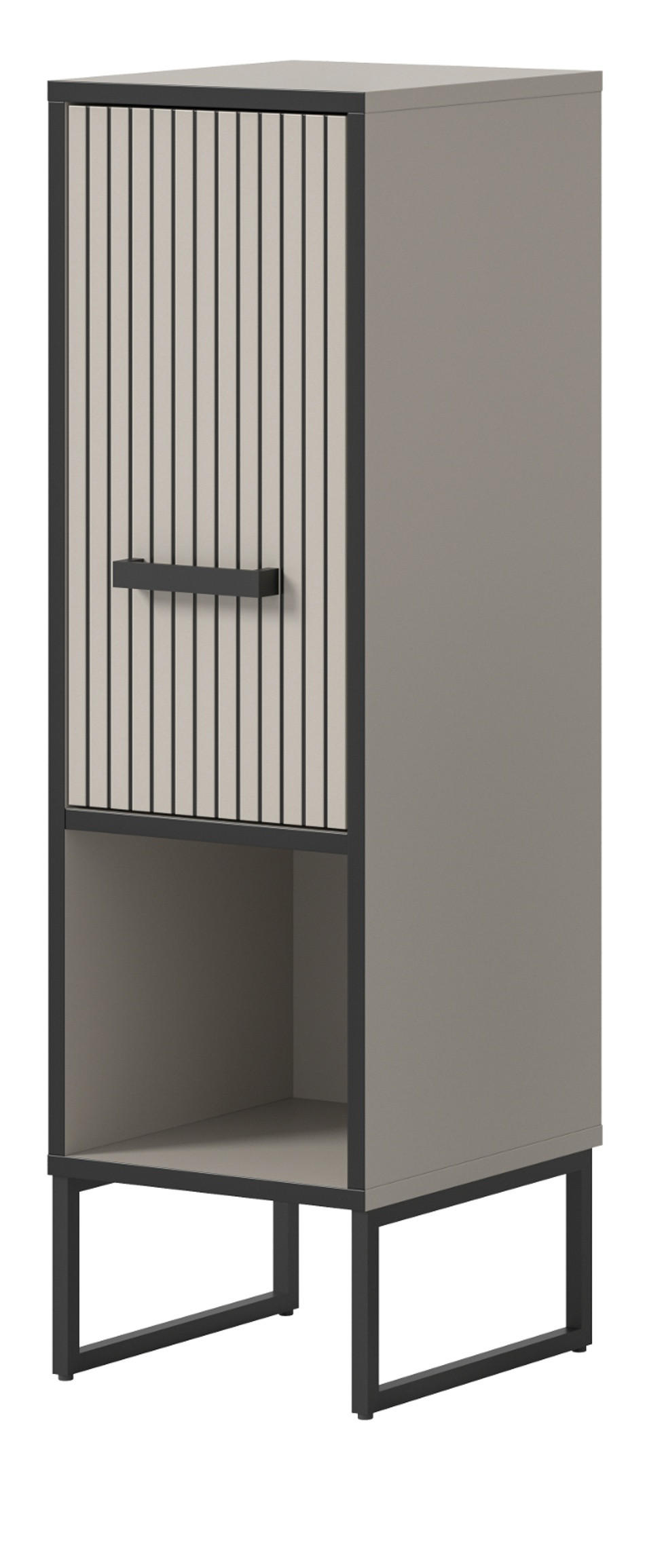 KOMMODE schwarz, sand 30 cm, Badschrank mit Soft-Close - Sandfarben/Schwarz, Holzwerkstoff/Metall (30/101/32cm) - Inn.Furn