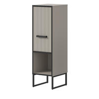 KOMMODE schwarz, sand 30 cm, Badschrank mit Soft-Close - Sandfarben/Schwarz, Holzwerkstoff/Metall (30/101/32cm) - Inn.Furn