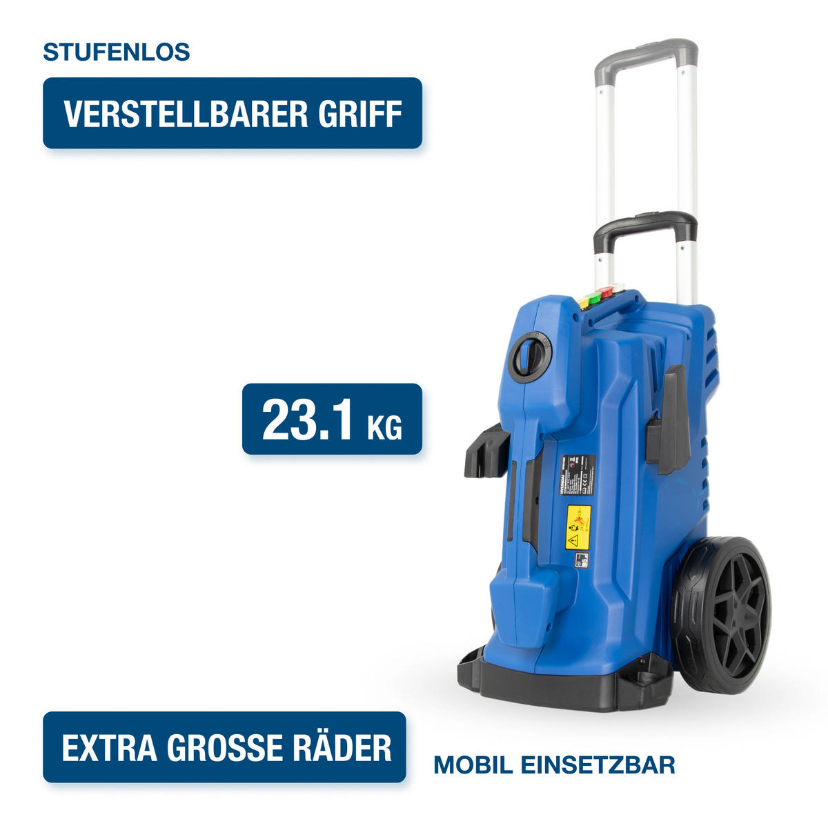 ELEKTRO-HOCHDRUCKREINIGER HPW3100IE (3100W, 190bar, 660 l/h, Induktionsmotor, Blau) - Blau, Kunststoff (33/93/33cm) - HYUNDAI