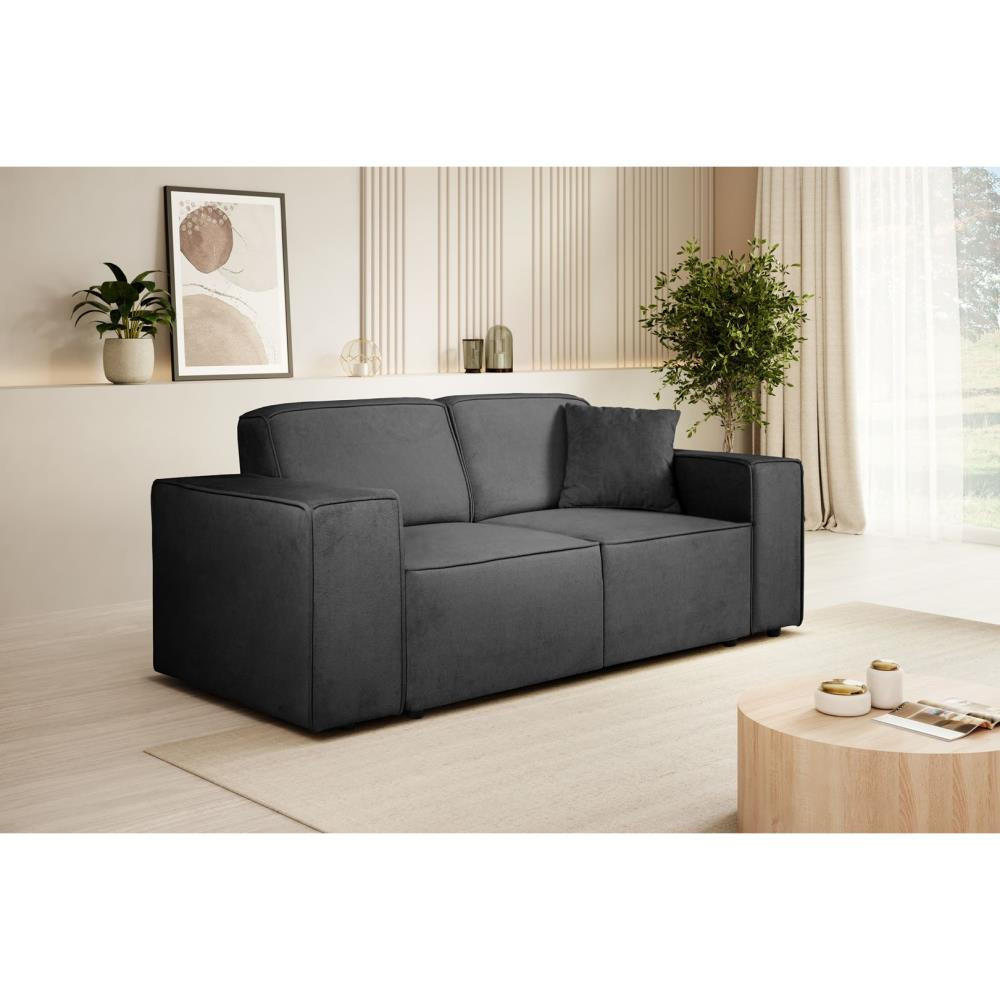 2-SITZER SOFA Pedro ohne Schlaffunktion schwarz - Schwarz, Textil (185/75/88cm) - Beautysofa