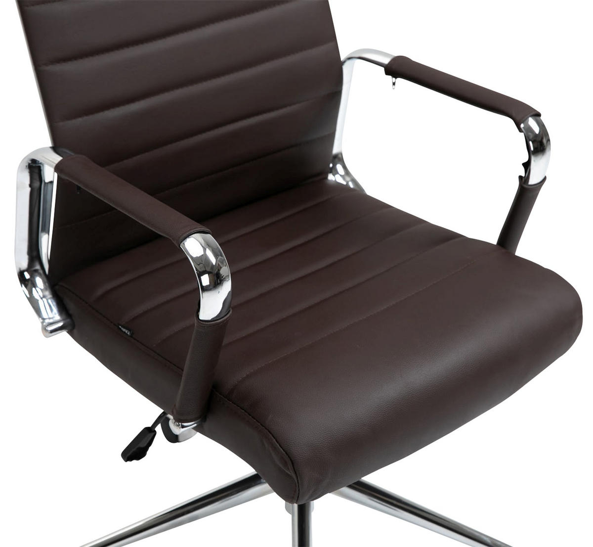 KONTORSSTOL Kolumbus äkta läder - Kromfärg/Brun, Läder/Metall (58/105/66cm) - CLP