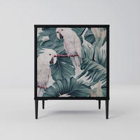 SIDEBOARD POPINJAY LOOK, Schwarz, 57,5x42x72,5 cm, Schwarze Metallfüße - Multicolor/Schwarz, Holzwerkstoff/Metall (57.5/72.5/42cm) - SpaceRebels