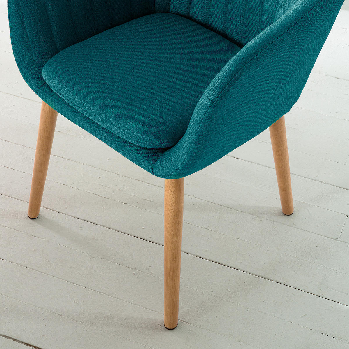 ARMLEHNENSTUHL - Textil / Massivholz - Eichefarben/Petrol, Eichenholz/Holz (57/83/61cm) - home24