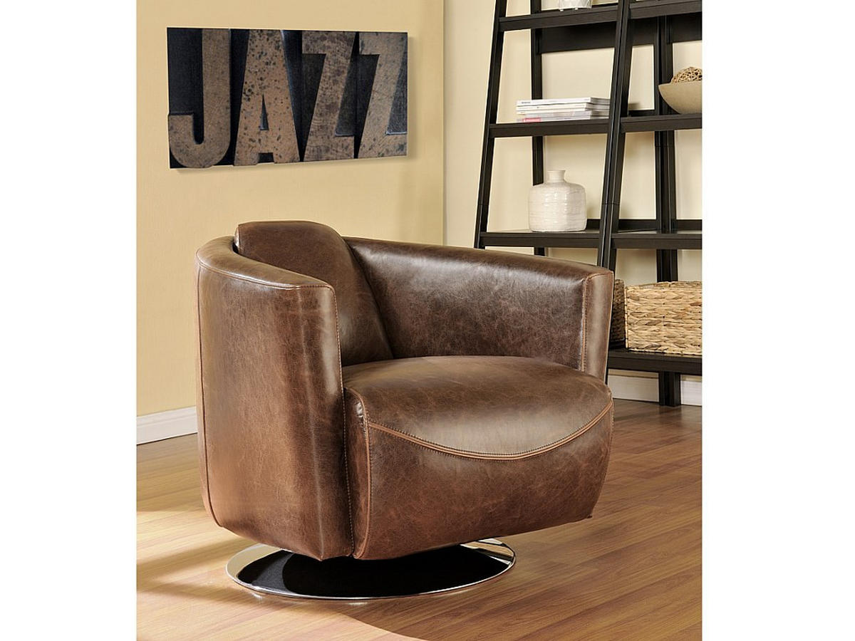 SESSEL mit gerader Rückenlehne - 1 -Sitzer - Spaltleder - schokoladenbraun - FLORENTIN - Braun, Leder (78.5/73/85.5cm) - Vente-Unique