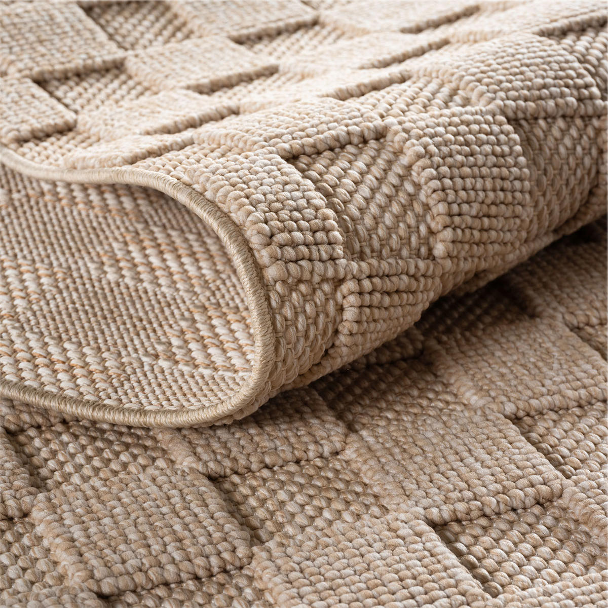 TEPPICH Flachgewebe LANGAU in Beige, mit Schachbrettmuster, 200 x 290 cm - Beige, Textil (200/290cm) - KADIMA DESIGN