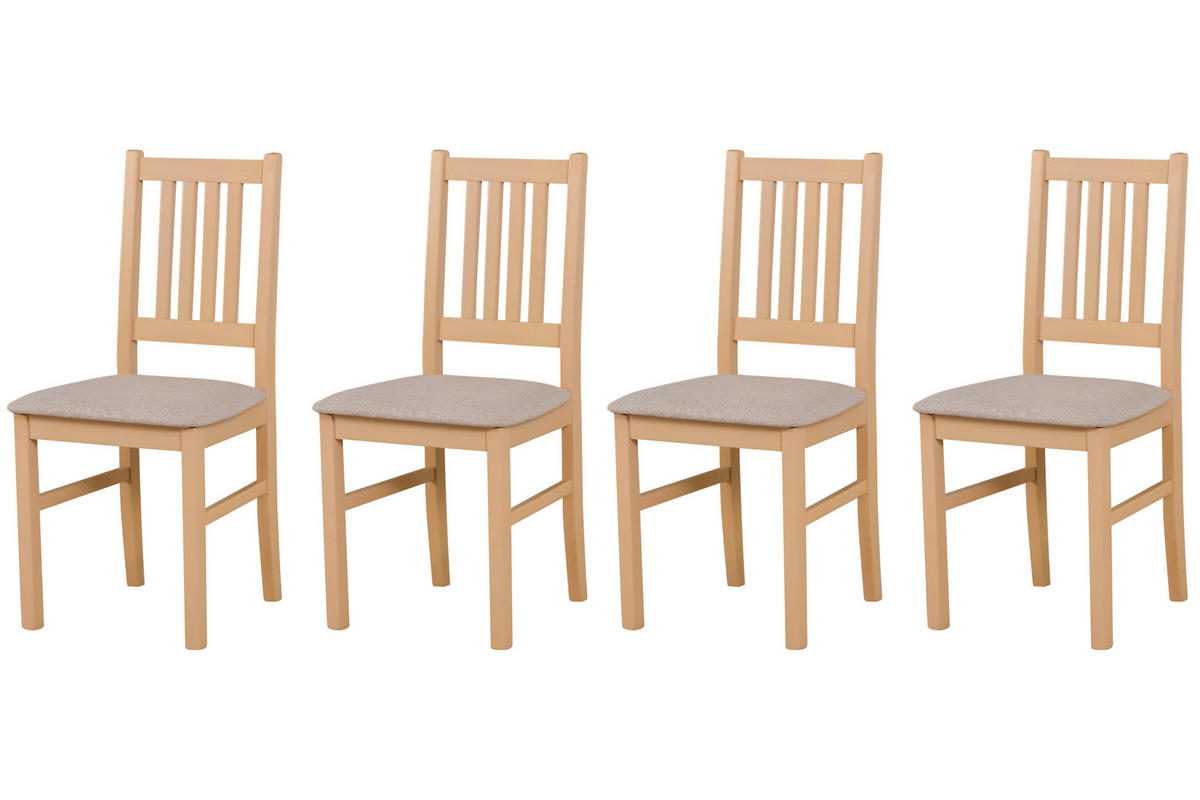 STUHL Bos 1 (4er Set) - Beige/Sonoma Eiche, Holz (43/94/40cm) - Leaf Design