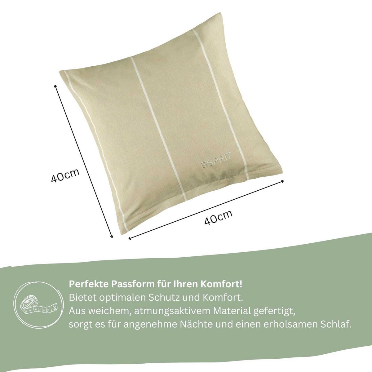 RENFORCÉ KISSENBEZÜGE HARPLINES - Beige, Textil (40/40cm) - Esprit