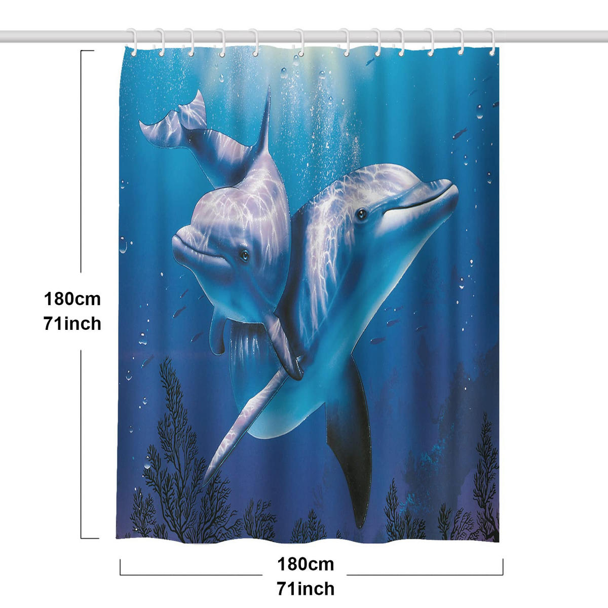 DUSCHVORHANG Polyester 180 x 180 cm wasserdicht schimmelresistent mit Haken fürs Badezimmer Schlafzimmer - Blau, Kunststoff (180/180cm) - MCBOSON