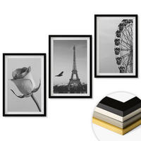 WANDBILDER 3er-Set - 40x60 cm Schwarzer Rahmen - Rose Eiffelturm Riesenrad - Schwarz, Kunststoff (40/60cm) - ArtPrintCave