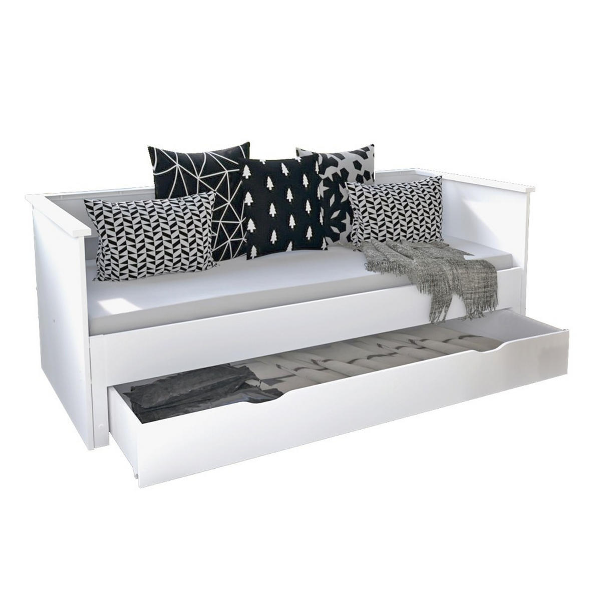 AUSZIEHBETT MONA mit Schublade / Bett 2x90x190 Weiß - Weiß, Holzwerkstoff (180/190cm) - Weber Industries
