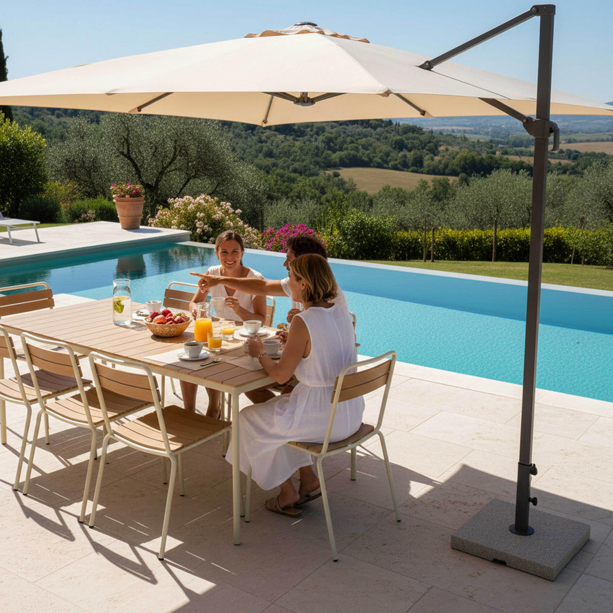 GARTENSET 9-tlg., Beige - Beige, Holzwerkstoff - Oviala