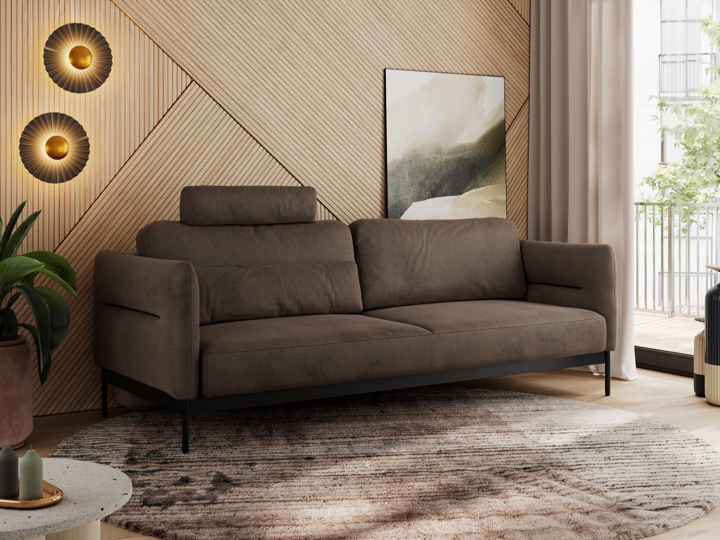 Thumbnail - MKS Sofa, Braun, Textil, 3-Sitzer, 221x82x101 cm, Oeko-Tex®, Wohnzimmer, Sofas & Couches, Sofas, 3-Sitzer Sofas