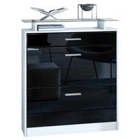 SCHUHSCHRANK Loret Front in Schwarz Hochglanz - Schwarz Hochglanz, Holzwerkstoff (89/104/23cm) - Vladon
