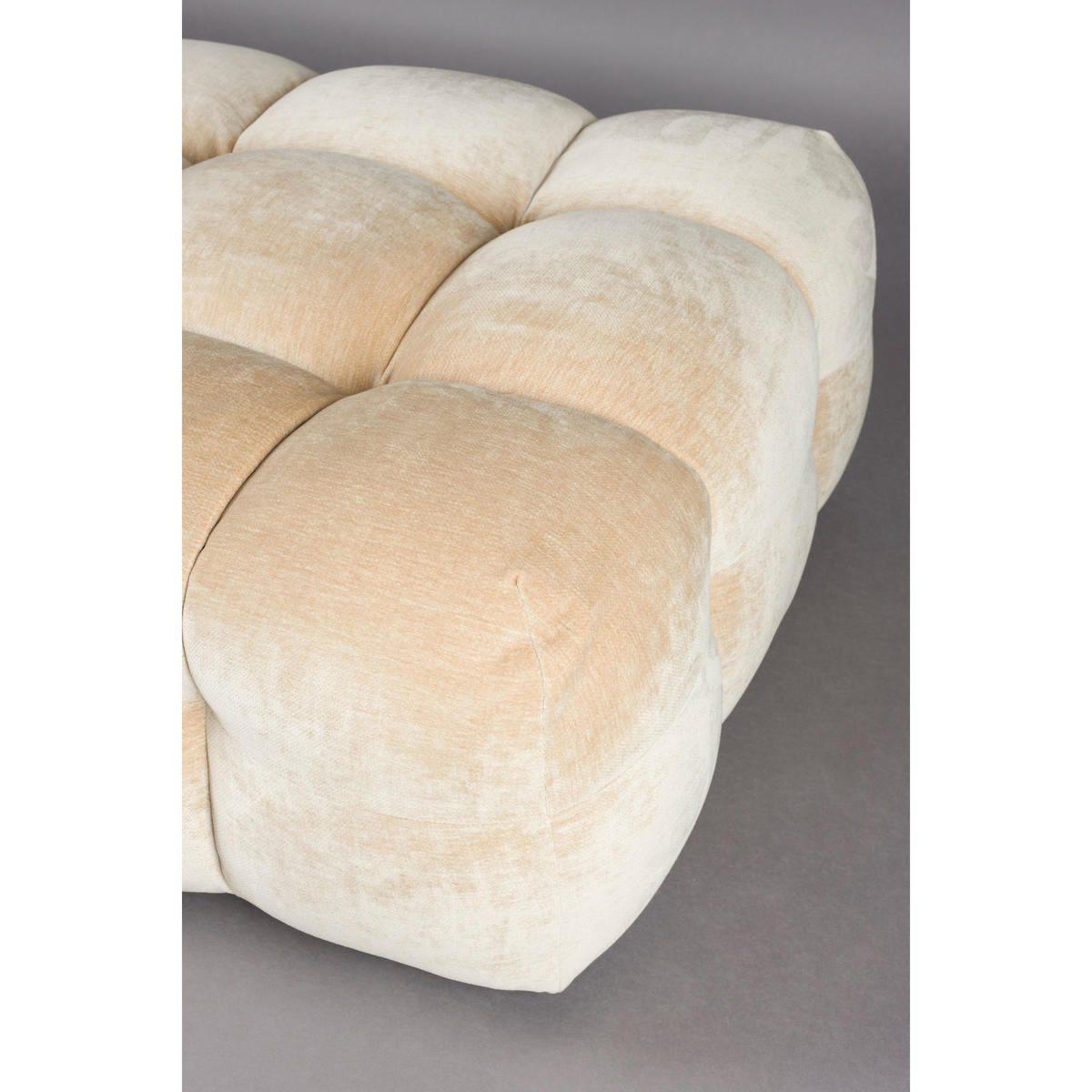 SITZHOCKER Hackman Samt Beige - Beige, Kunststoff (100/45/100cm) - Dutchbone