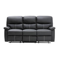 RELAXSOFA - 3 Personen - kunstleder - schwarz Canby - Schwarz, Leder (183/95/90cm) - Vente-Unique