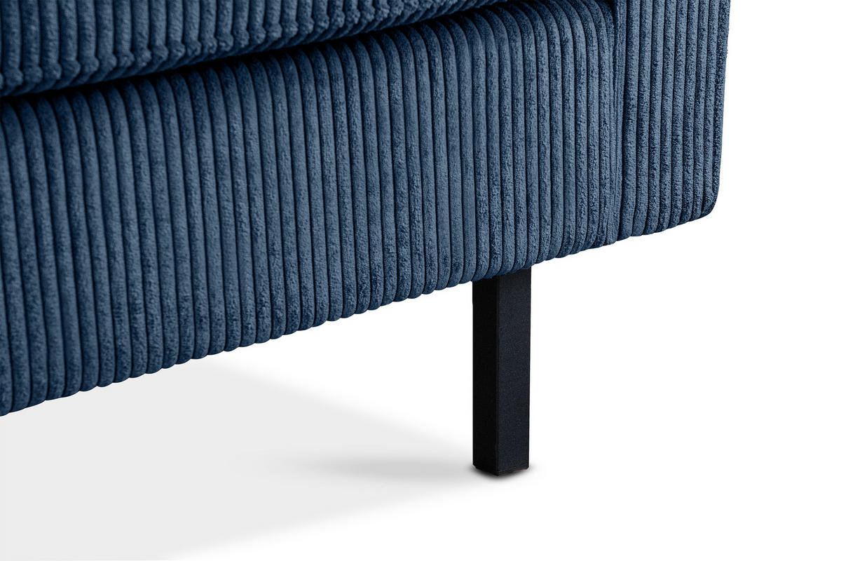 2-SITZER-SOFA INVIA Klassische-Stil mit Armlehnen, Feinkord-Stoff, Dunkelblau - Schwarz/Dunkelblau, Textil (164/87/98cm) - KONSIMO®