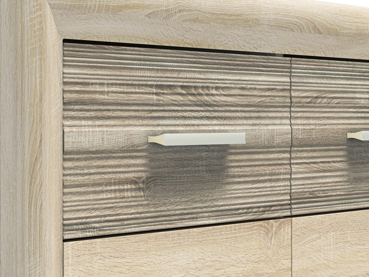 KOMMODE Castel Sonoma Eiche hell / Sonoma Eiche Trüffel 138 / 43 / 94cm - Braun/Sonoma Eiche, Holz/Holzwerkstoff (138/94/42cm) - Feldmann-Wohnen