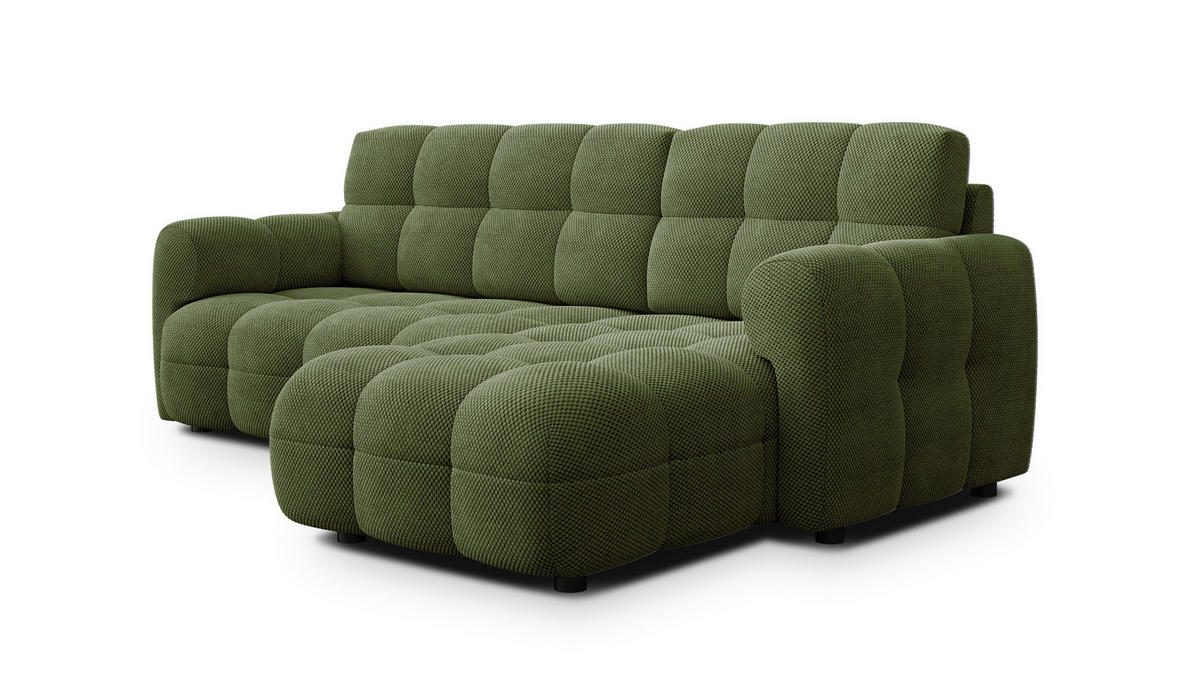 ECKSOFA MELLOW 3-Sitzer, olive - Schwarz/Grün, Holz/Textil (232/156cm) - Courtois Laville