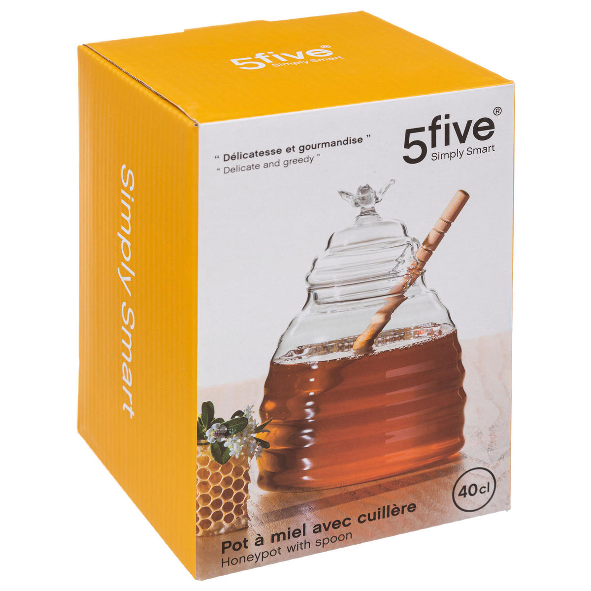 HONIGTOPF mit Löffel, Glas, 400 ml - Transparent, Glas (11/11/15.5cm) - 5five Simply Smart