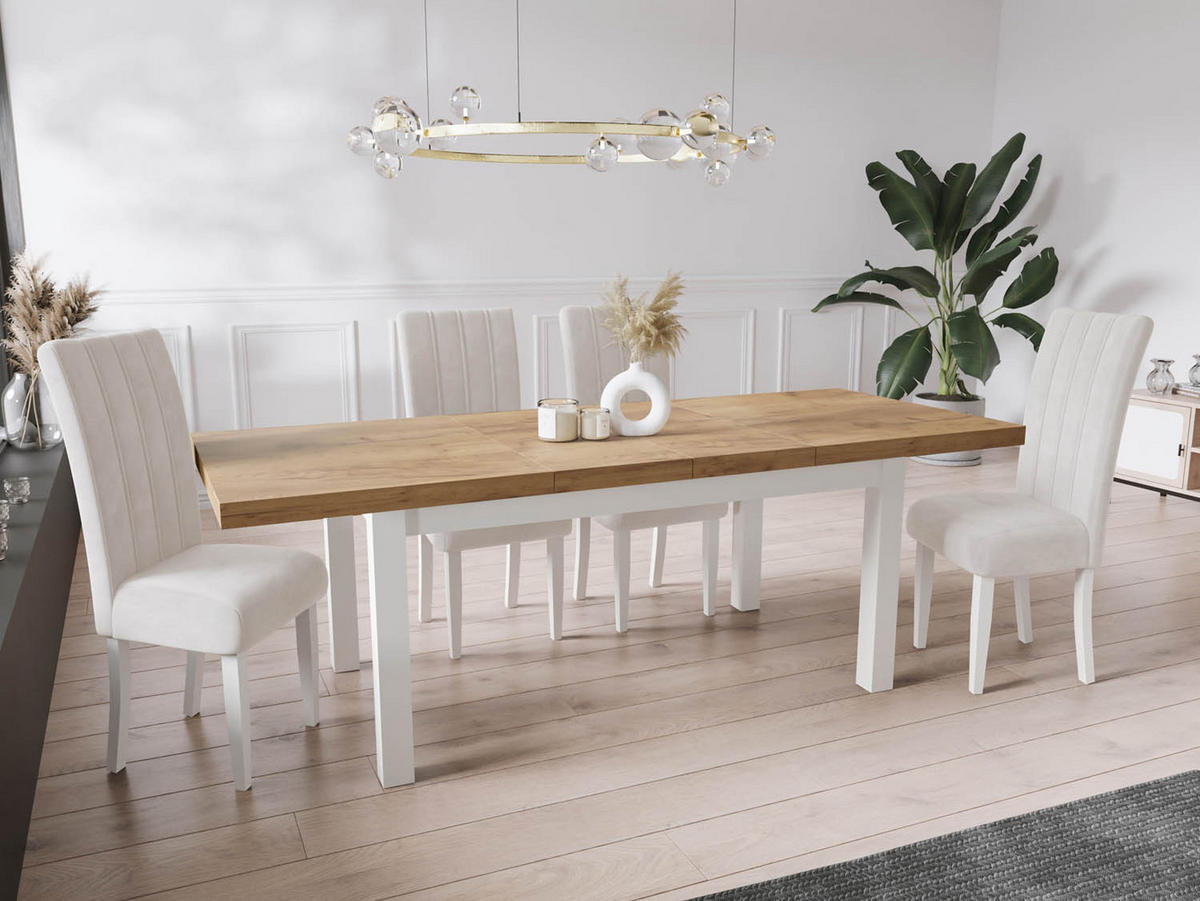 ESSTISCH Avena rechteckig ausziehbar, Wotan Eiche 200/100/78 - Eiche Wotan/Weiß, Holz/Holzwerkstoff (200/100/78cm) - WFL GROUP