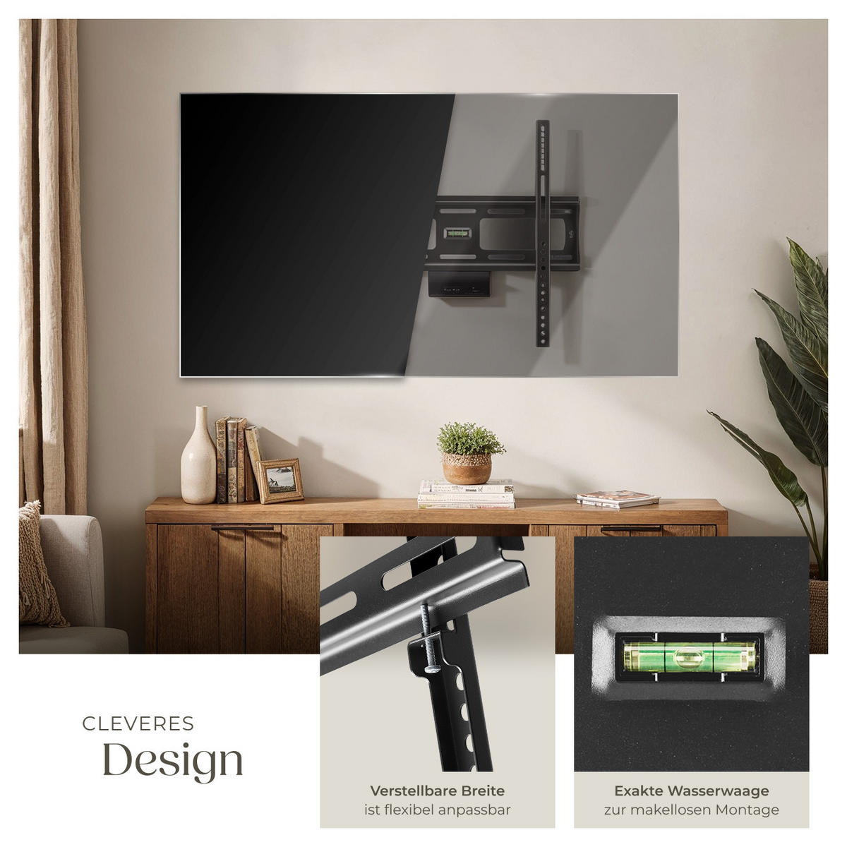TV-WANDHALTERUNG, bis 100 kg,schwarz - Schwarz, Metall (45/42/40cm) - tectake