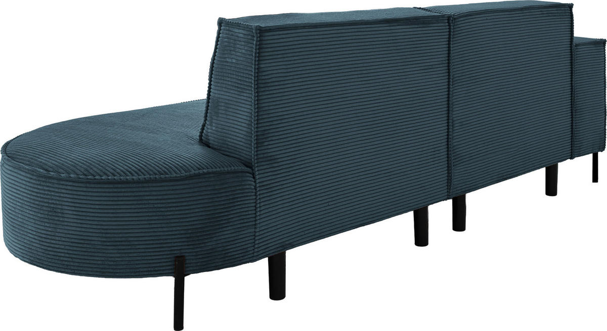ECKSOFA Hana Loft 3-Sitzer Ecke Links, Cordstoff Chenille, Dunkelblau 241/80/168 cm - Blau/Schwarz, Textil/Metall (241/168cm) - WFL GROUP