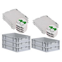 EUROBOX 5x Nextgen Economy Mit Scharnierdeckel Grau/GrünGriffe Geschlossen 23 Liter - Grün, Kunststoff (40/12/60cm) - PROREGAL