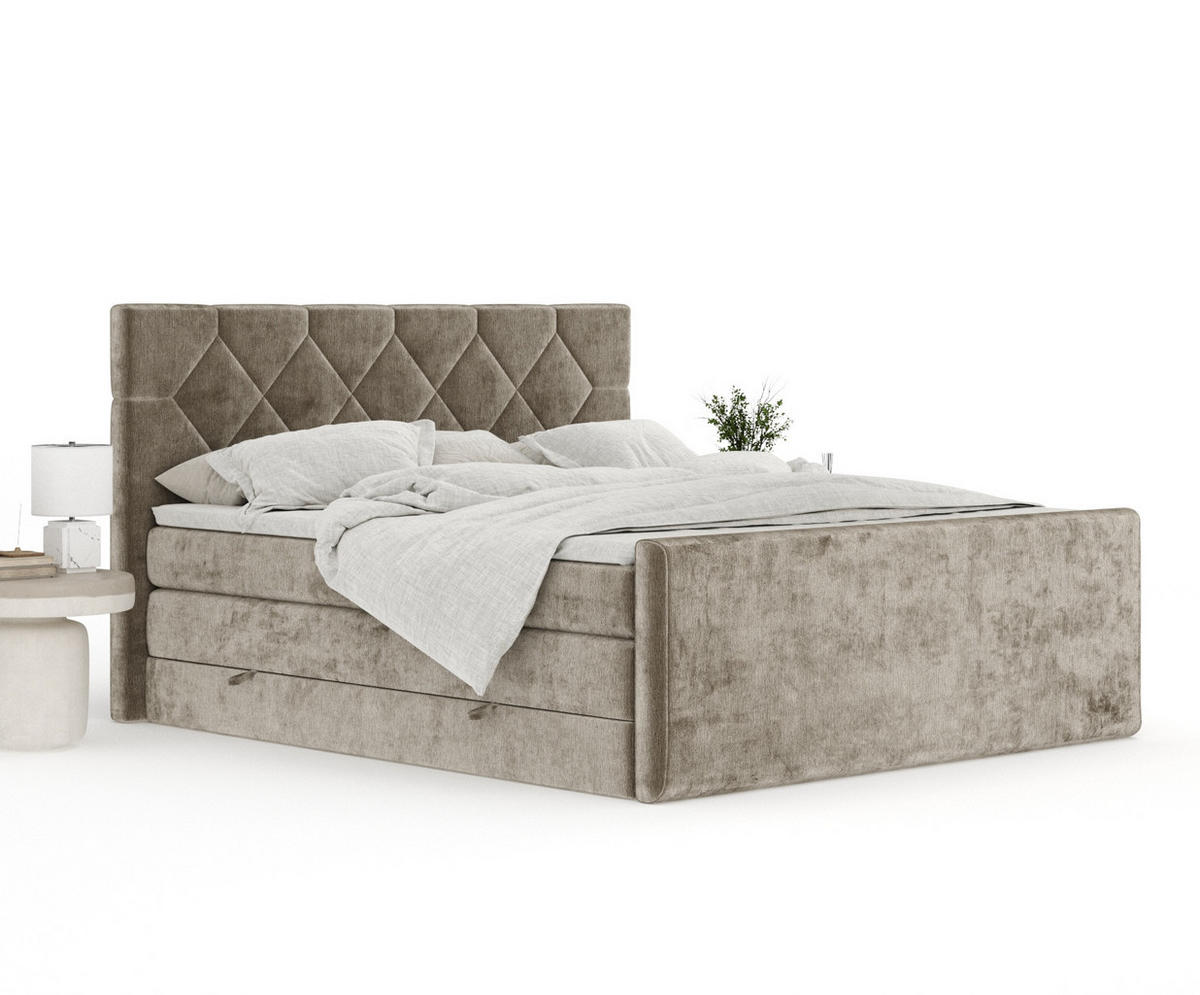 BOXSPRINGBETT Toma Beige 200/200 cm - Beige/Schwarz, Holz/Holzwerkstoff (200/200cm) - Maison de Reve