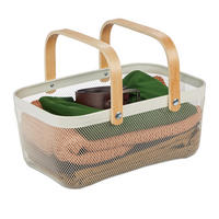 DRAHTKORB - Weiß, Holz/Metall (43/17.5/27cm) - Relaxdays