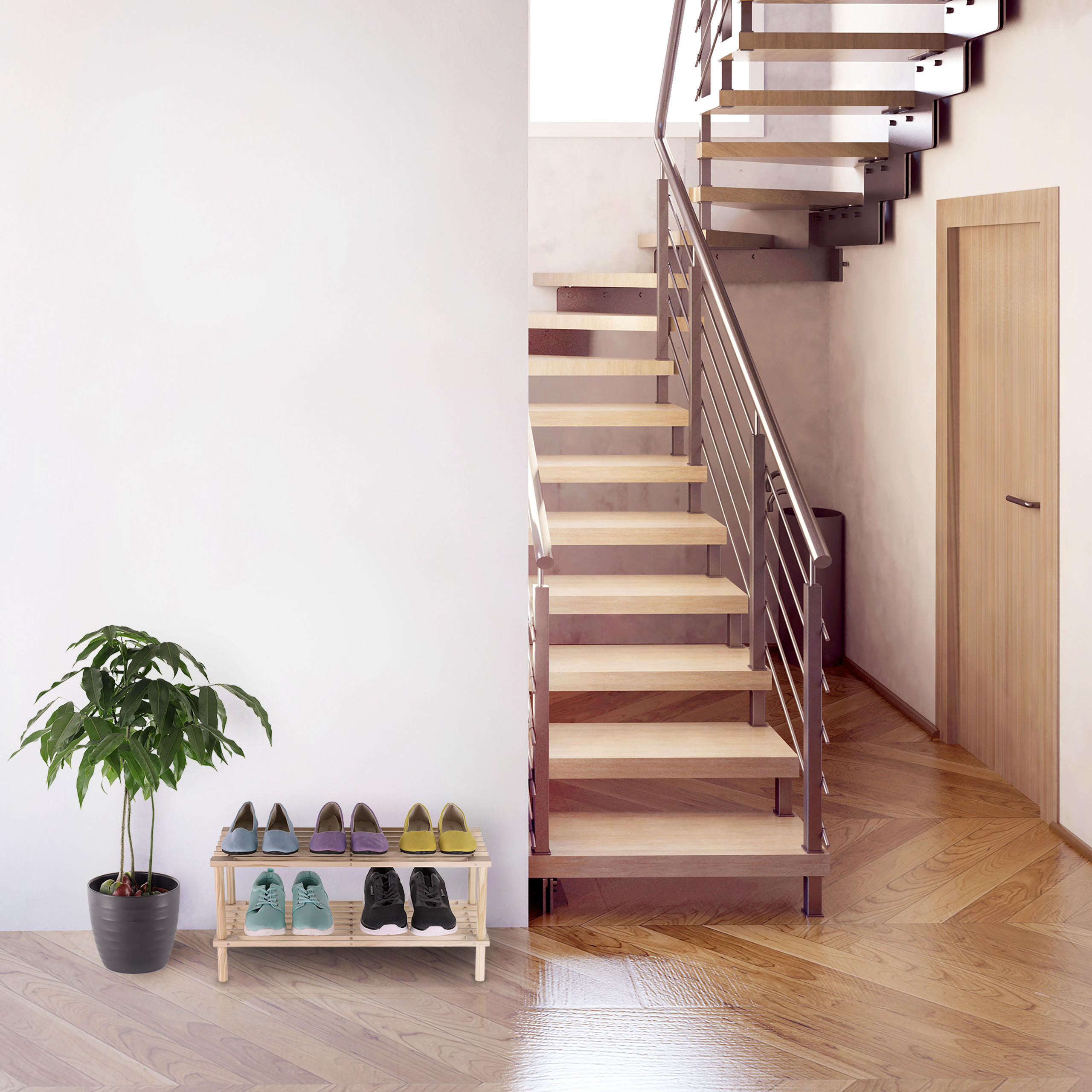 SCHUHREGAL - Hellbraun, Holz (63/29.5/26cm) - Relaxdays