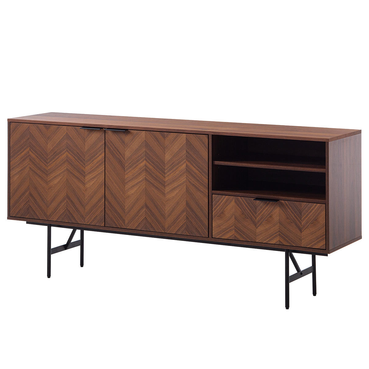 SIDEBOARD - Echtholzfurnier - Walnuss - Walnussfarben, Holzwerkstoff (180/80/40cm) - home24