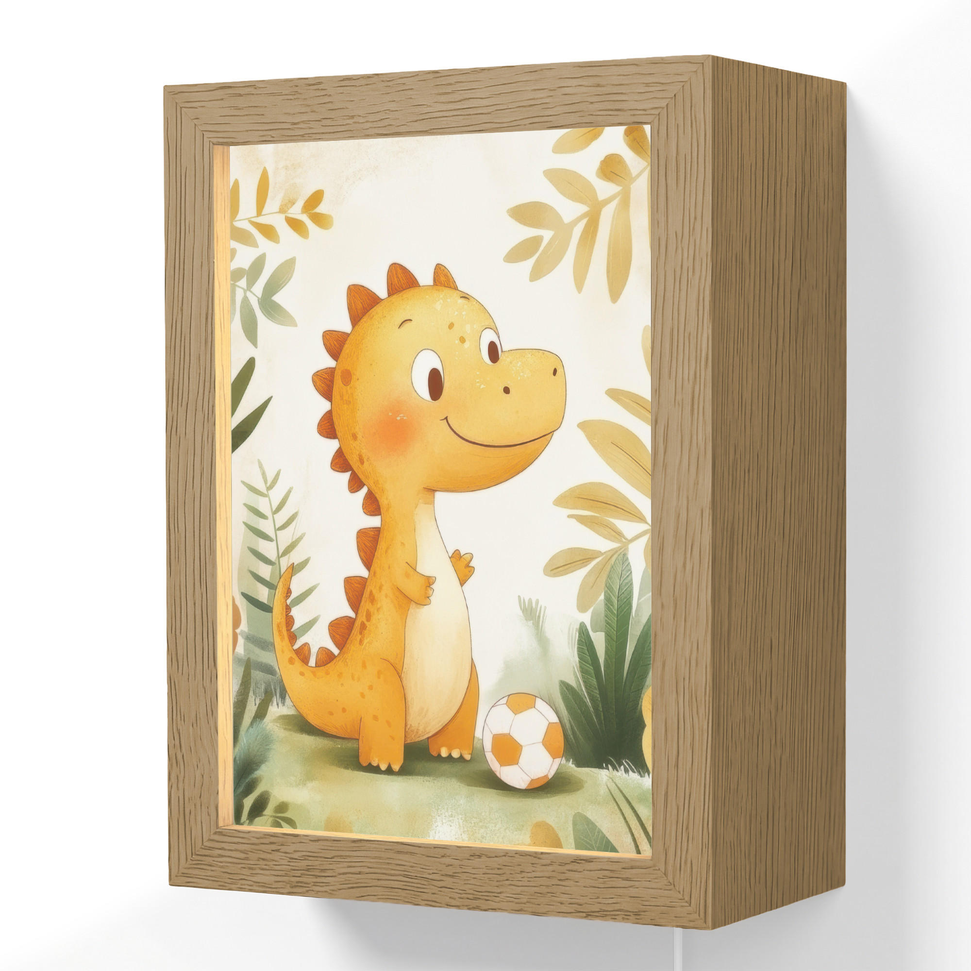NÁSTĚNNÁ LAMPA Dino - Fotbal - Orange 15x20 cm - béžová, kompozitní dřevo (15/20/8cm) - OnlyWow