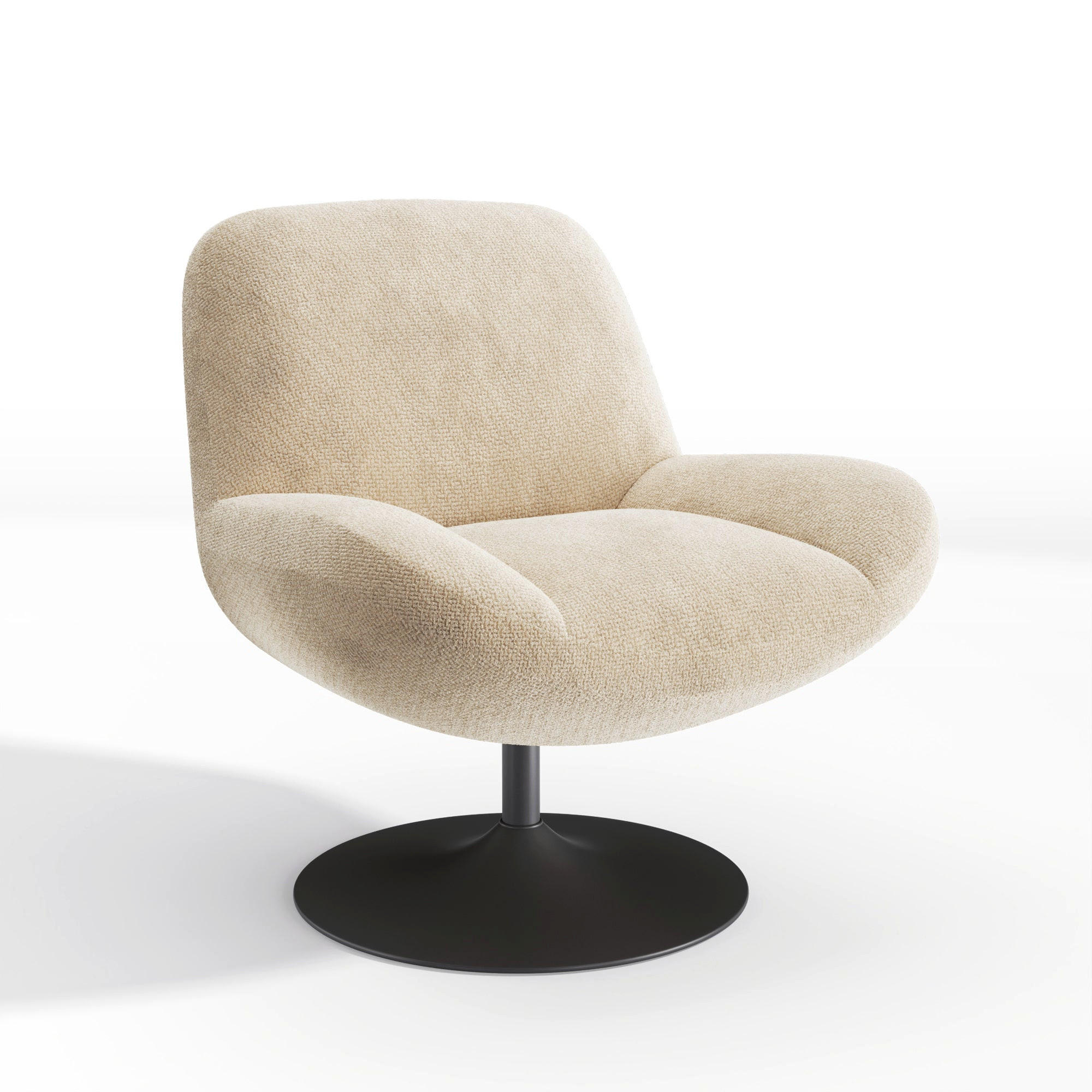 DREHSESSEL RETRO Bouclé-Velours Beige 71cm - Beige, Textil (71/80/76cm) - Premium Interiors