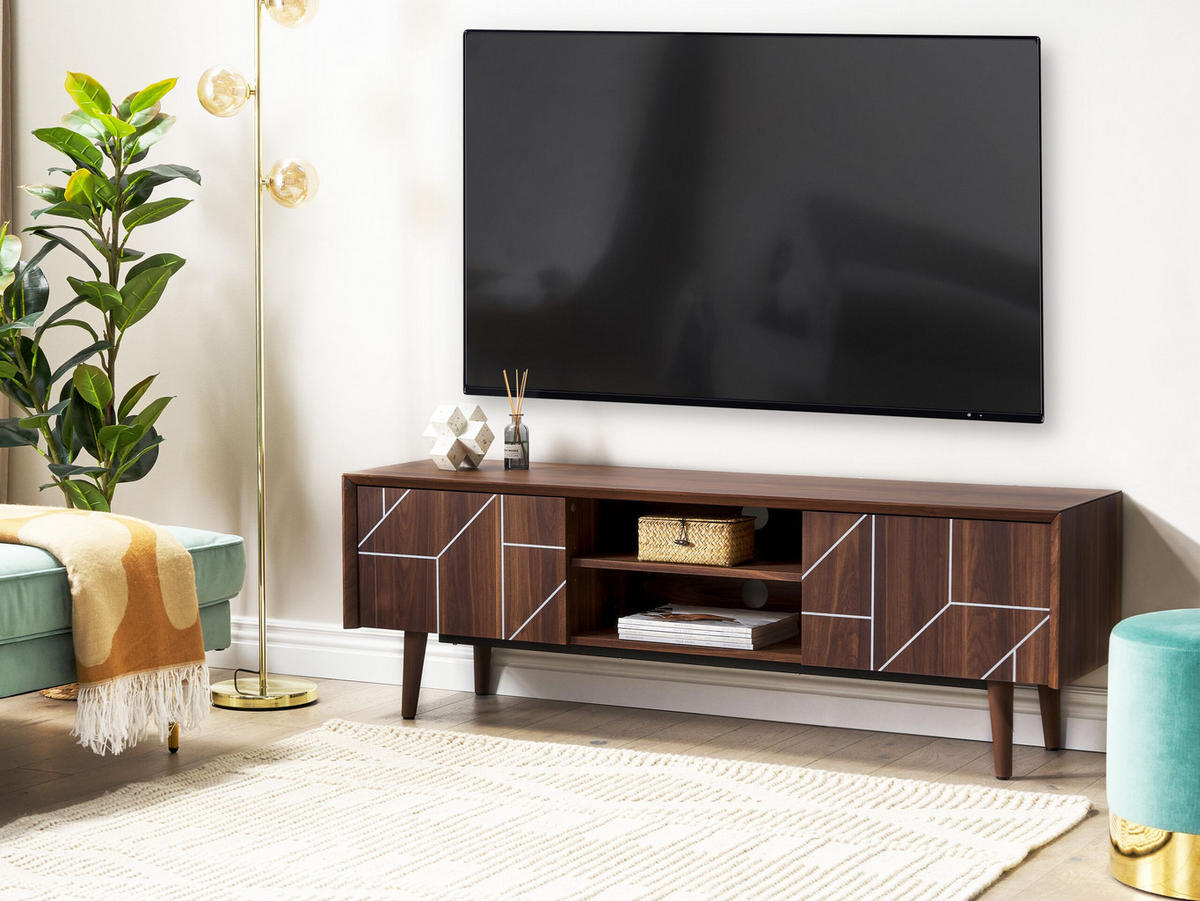 TV-MÖBEL Dunkelbraun FRANKLIN 39/150/51 cm - Dunkelbraun, Holzwerkstoff (150/51/39cm) - Beliani
