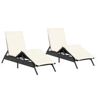 SONNENLIEGEN Mit Auflagen 2 Stk. Schwarz Poly Rattan - Schwarz, Kunststoff (59/85/200cm) - vidaXL