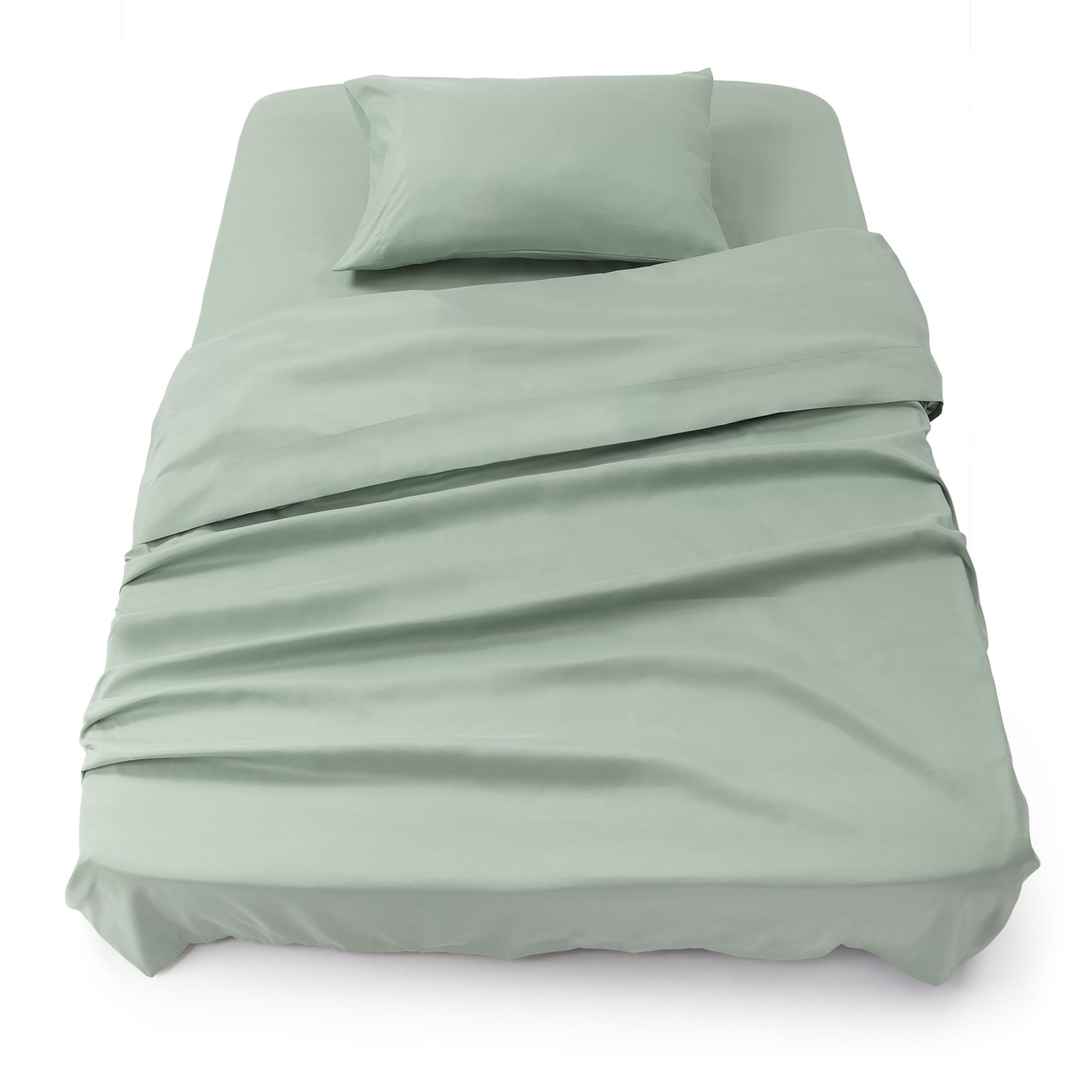 BETTLAKEN 3er Set - Spannbettlaken 90x190x30cm 1X Kissenbezug 50x80cm - Sommergrün - Grün, Textil (90/190cm)