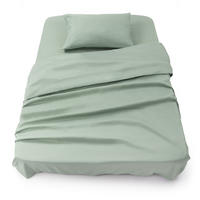 BETTLAKEN 3er Set - Spannbettlaken 90x190x30cm 1X Kissenbezug 50x80cm - Sommergrün - Grün, Textil (90/190cm)